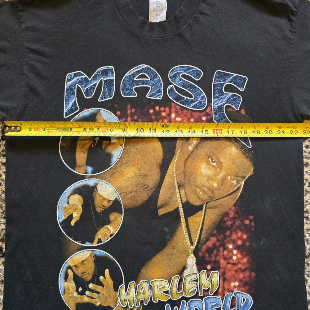 Vintage 1990s Mase x Puff Daddy Harlem World Feel So Good Faded Black Rap Tee
